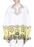 Main View - Click To Enlarge - EMILIO PUCCI - Colourblock broderie anglaise border oversized poplin blouse