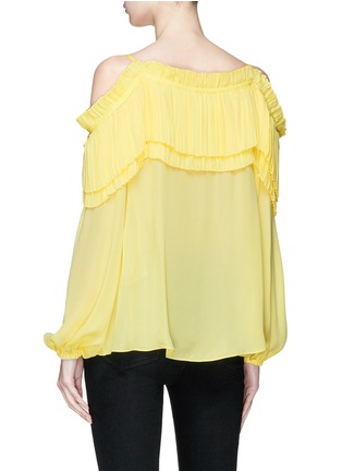 Back View - Click To Enlarge - EMILIO PUCCI - Tiered pleated ruffle off-shoulder silk crepe blouse