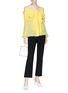Figure View - Click To Enlarge - EMILIO PUCCI - Tiered pleated ruffle off-shoulder silk crepe blouse