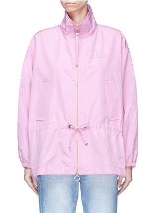 Main View - Click To Enlarge - EMILIO PUCCI - Logo embroidered drawstring silk blend parka