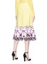 Back View - Click To Enlarge - EMILIO PUCCI - Colourblock scalloped broderie anglaise hem flared piqué skirt