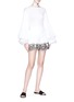 Figure View - Click To Enlarge - EMILIO PUCCI - Scalloped broderie anglaise cuff piqué shorts
