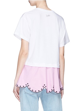 Back View - Click To Enlarge - EMILIO PUCCI - Scalloped broderie anglaise hem T-shirt