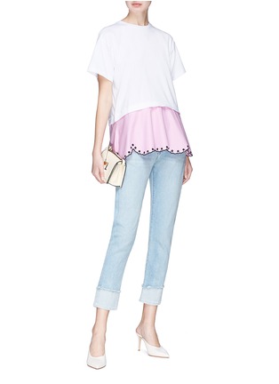 Figure View - Click To Enlarge - EMILIO PUCCI - Scalloped broderie anglaise hem T-shirt