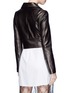 Back View - Click To Enlarge - LOUSY X LANE CRAWFORD - Belted plonge lambskin leather cropped biker jacket
