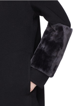 Detail View - Click To Enlarge - VINCE - Lambskin shearling cuff oversized melton coat