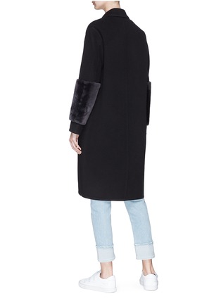 Back View - Click To Enlarge - VINCE - Lambskin shearling cuff oversized melton coat