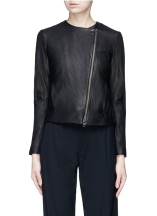 Main View - Click To Enlarge - VINCE - Asymmetric zip washed lambskin leather jacket