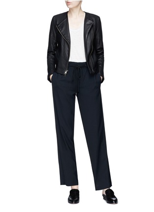 Figure View - Click To Enlarge - VINCE - Asymmetric zip washed lambskin leather jacket