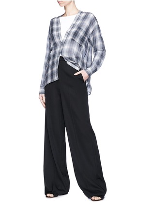 Figure View - Click To Enlarge - VINCE - Shadow plaid silk georgette blouse