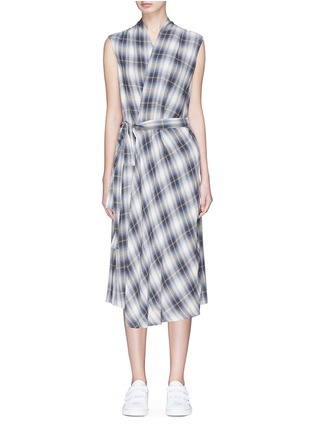Main View - Click To Enlarge - VINCE - Shadow plaid cotton blend flannel wrap dress