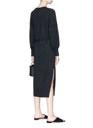Figure View - Click To Enlarge - VINCE - Belted side split wool-cashmere knit dress