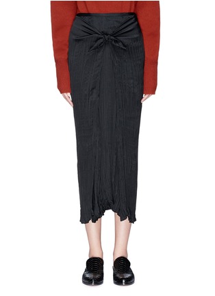 Main View - Click To Enlarge - VINCE - Tie pleated crepe de Chine midi skirt