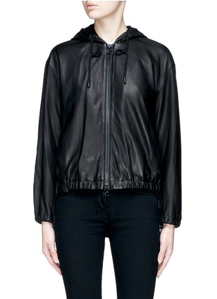 Main View - Click To Enlarge - VINCE - Hooded lambskin leather jacket