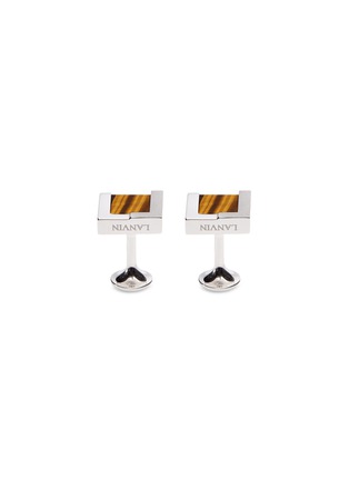 Detail View - Click To Enlarge - LANVIN - Interchangeable rectangle gemstone cufflinks