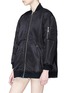 Detail View - Click To Enlarge - OPENING CEREMONY - Logo patch reversible babydoll bomber jacket