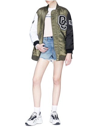 Figure View - Click To Enlarge - OPENING CEREMONY - Logo patch reversible babydoll bomber jacket