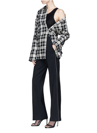 Figure View - Click To Enlarge - HELMUT LANG - Safety pin check plaid flannel shirt