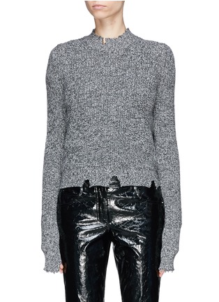 Main View - Click To Enlarge - HELMUT LANG - Distressed hem marl cotton blend sweater