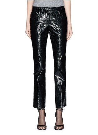 Main View - Click To Enlarge - HELMUT LANG - Crack effect patent leather cropped pants