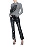 Figure View - Click To Enlarge - HELMUT LANG - Crack effect patent leather cropped pants