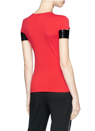 Back View - Click To Enlarge - HELMUT LANG - Faux leather cuff pima cotton T-shirt
