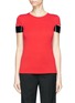 Main View - Click To Enlarge - HELMUT LANG - Faux leather cuff pima cotton T-shirt