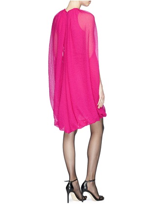 Figure View - Click To Enlarge - HELMUT LANG - Grid chiffon balloon cape dress