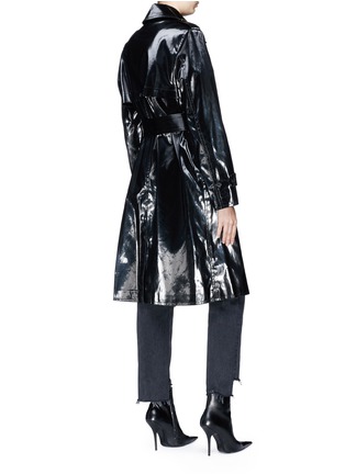 Back View - Click To Enlarge - HELMUT LANG - Belted cotton blend patent trench coat