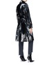 Back View - Click To Enlarge - HELMUT LANG - Belted cotton blend patent trench coat