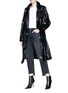 Figure View - Click To Enlarge - HELMUT LANG - Belted cotton blend patent trench coat