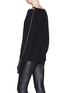 Back View - Click To Enlarge - HELMUT LANG - Distressed asymmetric cutout shoulder sweater