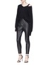 Figure View - Click To Enlarge - HELMUT LANG - Distressed asymmetric cutout shoulder sweater
