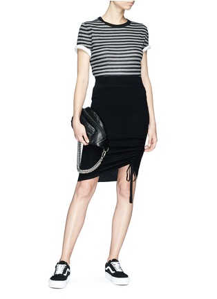 Figure View - Click To Enlarge - T BY ALEXANDER WANG - Drawstring ruched Merino wool skirt