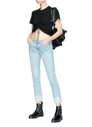 Figure View - Click To Enlarge - T BY ALEXANDER WANG - Drawstring front cropped T-shirt