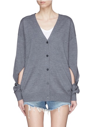 Main View - Click To Enlarge - T BY ALEXANDER WANG - Cut-out sleeve Merino wool cardigan