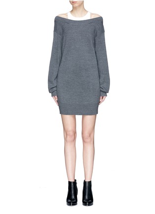 Main View - Click To Enlarge - T BY ALEXANDER WANG - Layered cold-shoulder knit dress