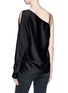 Back View - Click To Enlarge - T BY ALEXANDER WANG - Asymmetric single sleeve drawstring satin top