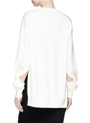 Back View - Click To Enlarge - T BY ALEXANDER WANG - Twist cutout sleeve Merino wool sweater