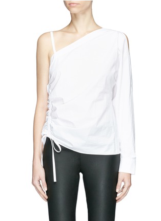 Main View - Click To Enlarge - T BY ALEXANDER WANG - Ruched one-shoulder poplin top