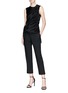 Figure View - Click To Enlarge - T BY ALEXANDER WANG - Asymmetric drawstring satin sleeveless top