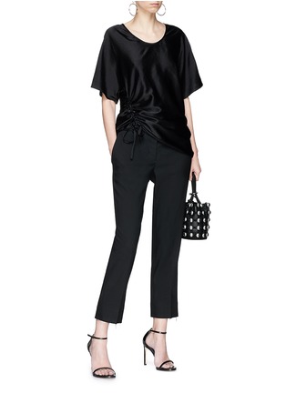 Figure View - Click To Enlarge - T BY ALEXANDER WANG - Asymmetric drawstring satin top