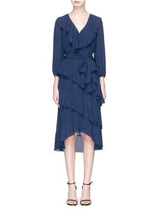 Main View - Click To Enlarge - ALICE & OLIVIA - 'Kye' belted ruffle chiffon dress