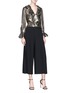 Figure View - Click To Enlarge - ALICE & OLIVIA - 'Graham' pleated cropped crepe pants