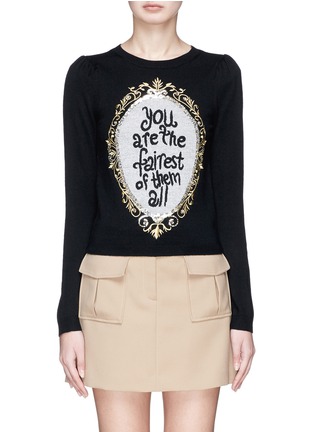 Main View - Click To Enlarge - ALICE & OLIVIA - 'Marigold' slogan embellished wool sweater