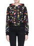 Main View - Click To Enlarge - ALICE & OLIVIA - 'Lonnie' floral embroidered cropped hooded satin bomber jacket
