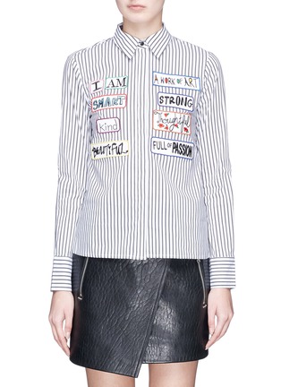 Main View - Click To Enlarge - ALICE & OLIVIA - 'Willa' slogan patch stripe shirt