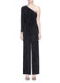 Main View - Click To Enlarge - ALICE & OLIVIA - 'Keiko' pleated satin one-shoulder jumpsuit