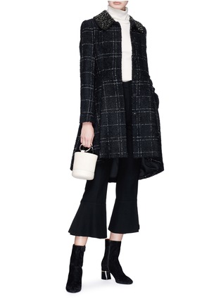 Figure View - Click To Enlarge - ALICE & OLIVIA - 'Marcia' embellished collar check wool blend coat