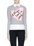 Main View - Click To Enlarge - ALICE & OLIVIA - 'Nikia' shirt underlay slogan embroidered sweater
